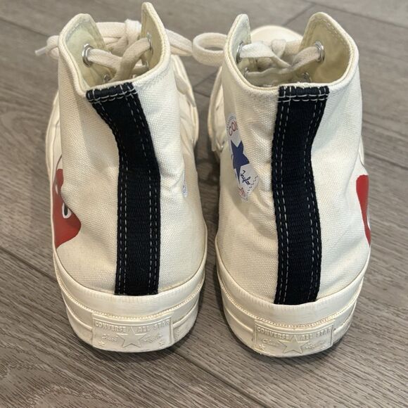 Converse Comme des Garcons CDG Play High Top Chuck Taylor Off White Mens Size 8 - Picture 3 of 7